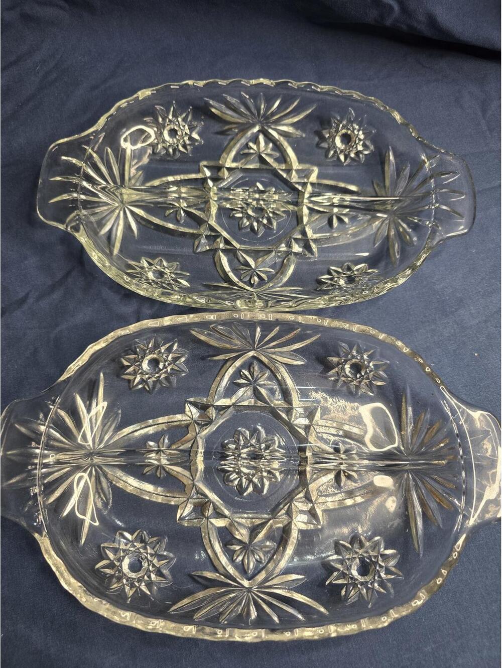 Set of 2 vintage Anchor Hocking Early American Prescut (EAPC) divided dishes